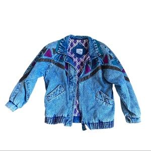 vintage amazing 80’s lined acid wash denim winter jacket